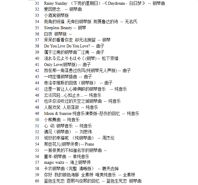 悲伤钢琴曲 悲伤钢琴曲